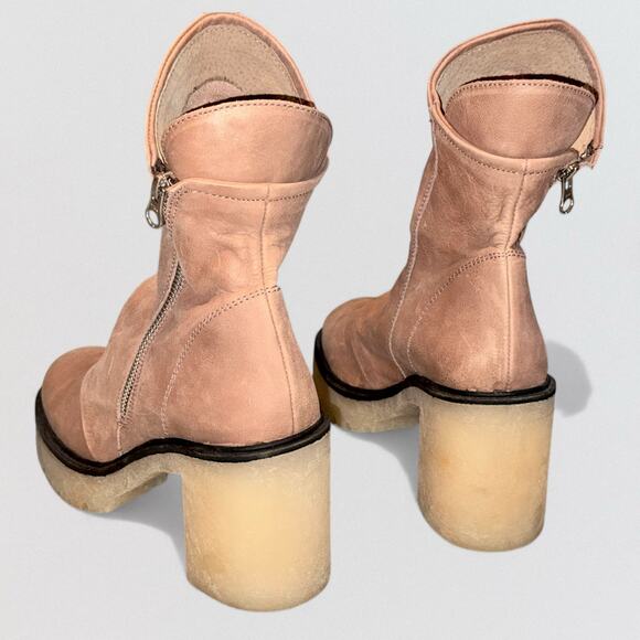 Free People Jack Zip Heel Ankle Boots Spiced Chai Tan Leather 39.5 Lug Sole - Picture 4 of 10